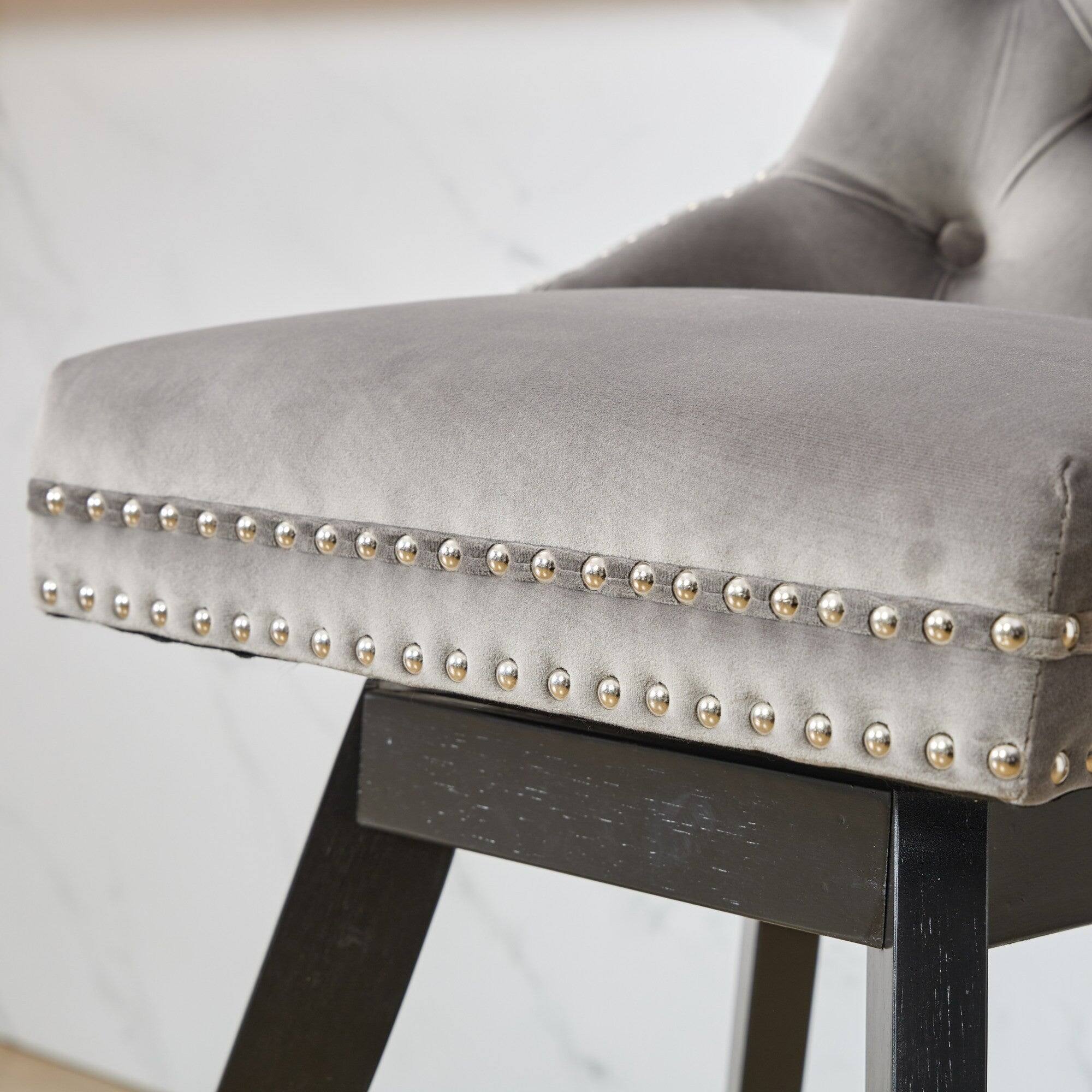 Alt View 8. Boyel Living - Swivel Velvet Bar Stools Set of 2 with Button Tufted Back - Gray.