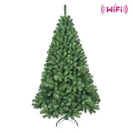 Ecooso - 6FT Christmas Tree,WiFi Music Sync LED Lights,App Control, 917 Tips, Hinged Branches, Dual-Color Effects, Metal Stand - Green
