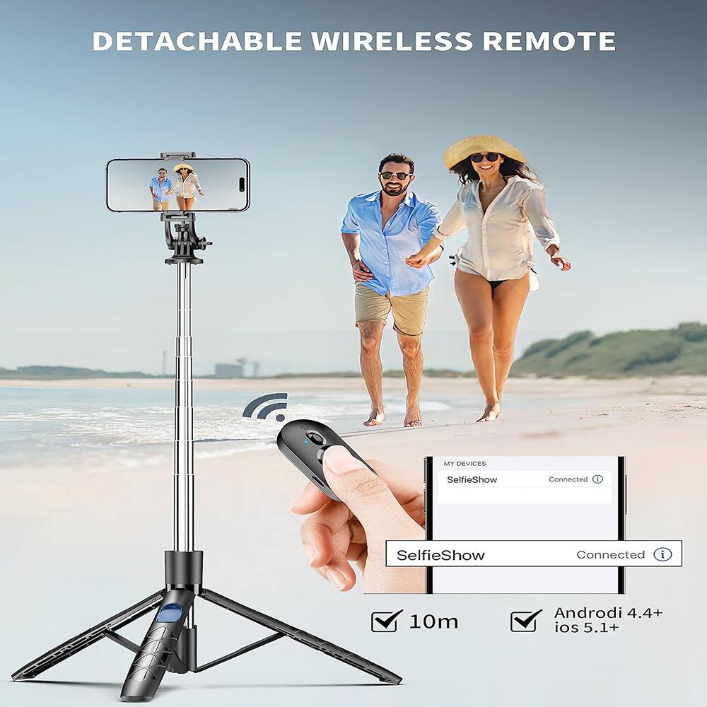 DETACHABLE WIRELESS REMOTE

SelfieShow
Connected

10m

Android 4.4+
ios 5.1+