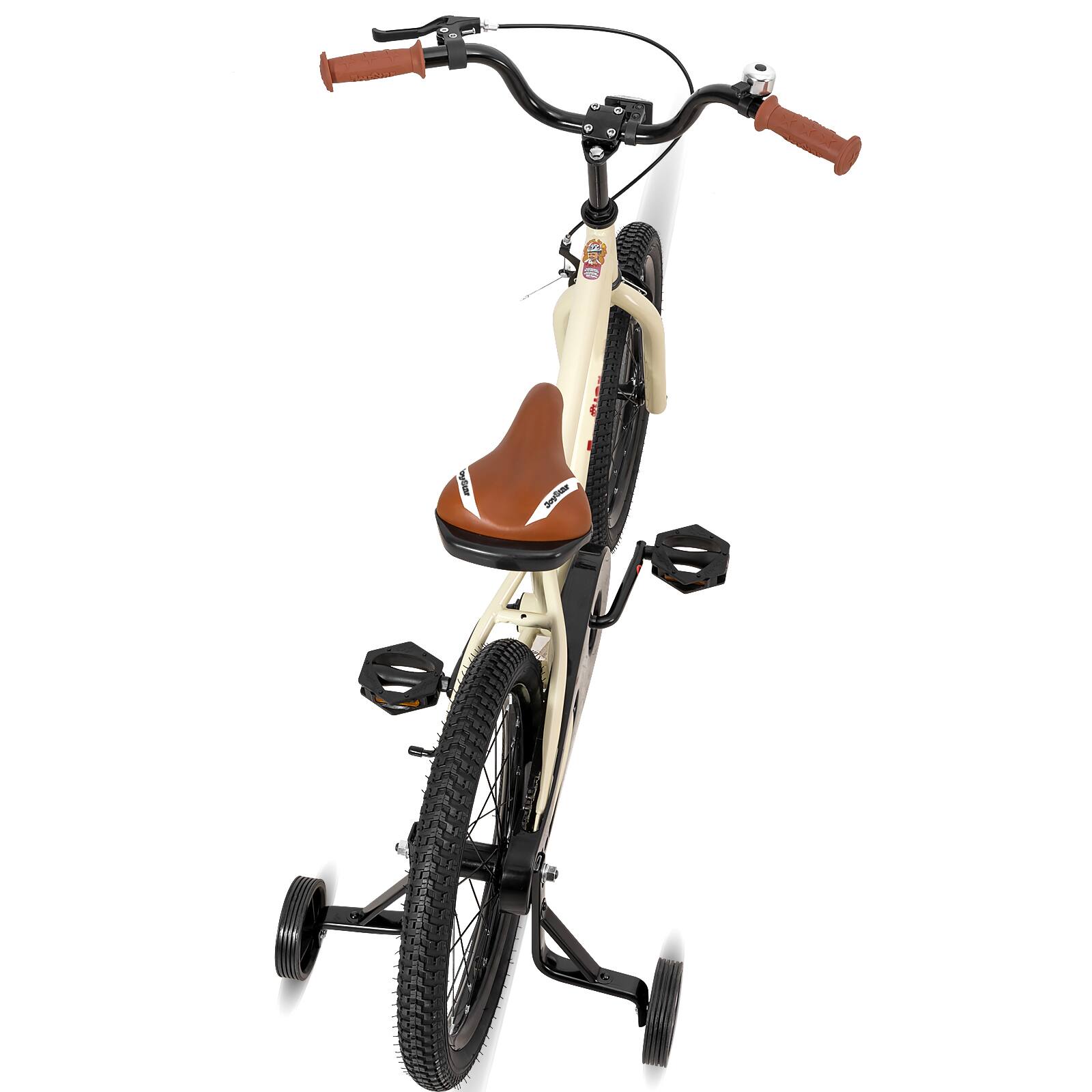 Alt View 4. JOYSTAR - JOYSTAR 18 Inch Kids Bike with Training Wheels, Children's Bike for 5-9 Years Old Boys Girls, Beige - Beige.