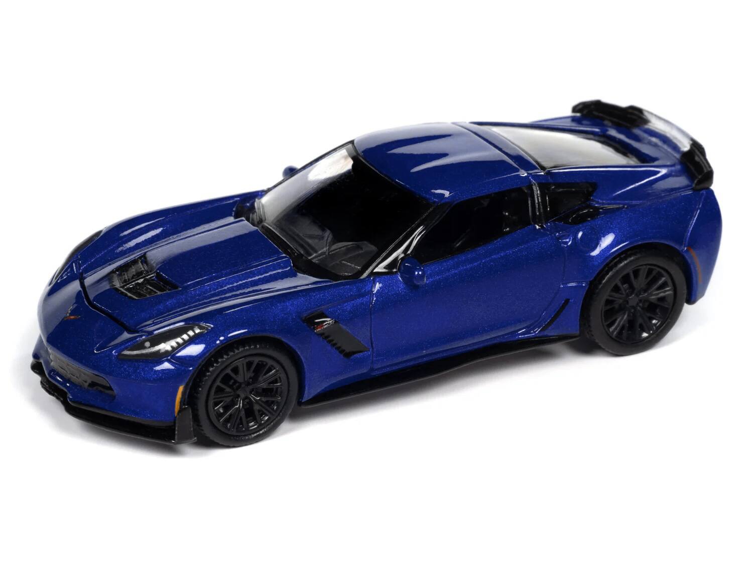 Angle. Autoworld - 2019 Chevrolet Corvette Z06 Elkhart Lake Blue Metallic "Sports Cars" Series 1/64 Diecast Model Car by Auto World - Lake Blue Metallic.