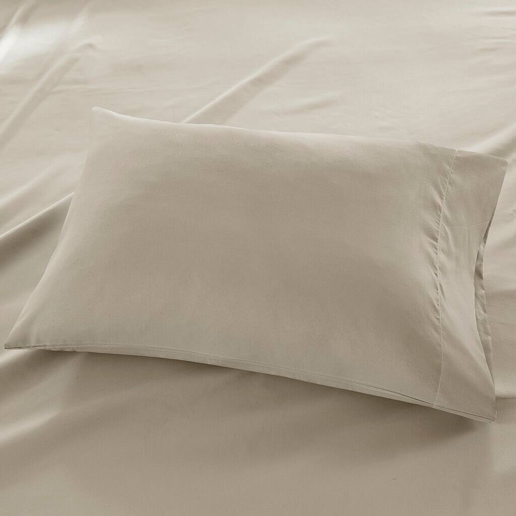 Alt View 2. Gracie Mills - Gracie Mills Hugo Deep Pocket Brushed Microfiber Sheet Set with 3M Moisture Wicking - Khaki.