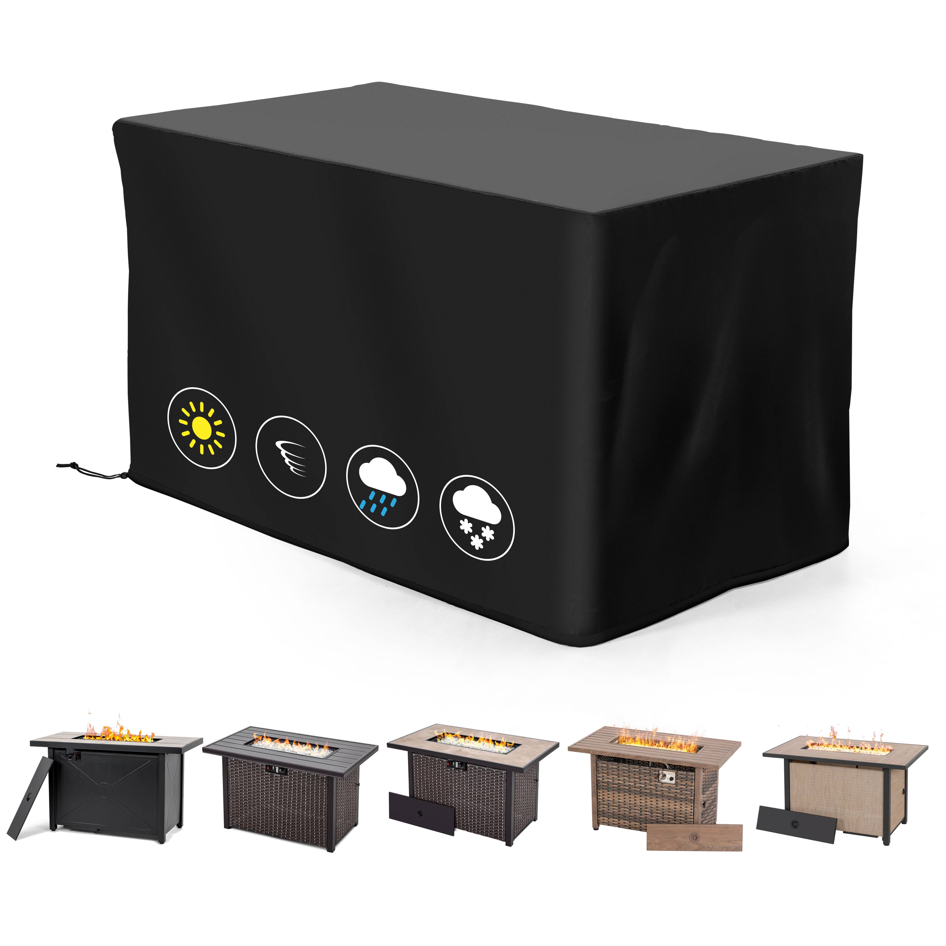 Alt View 4. Nuu Garden - Outdoor Fire Pit Cover, Water-Resistant Oxford Fire Pit Table Cover - black.