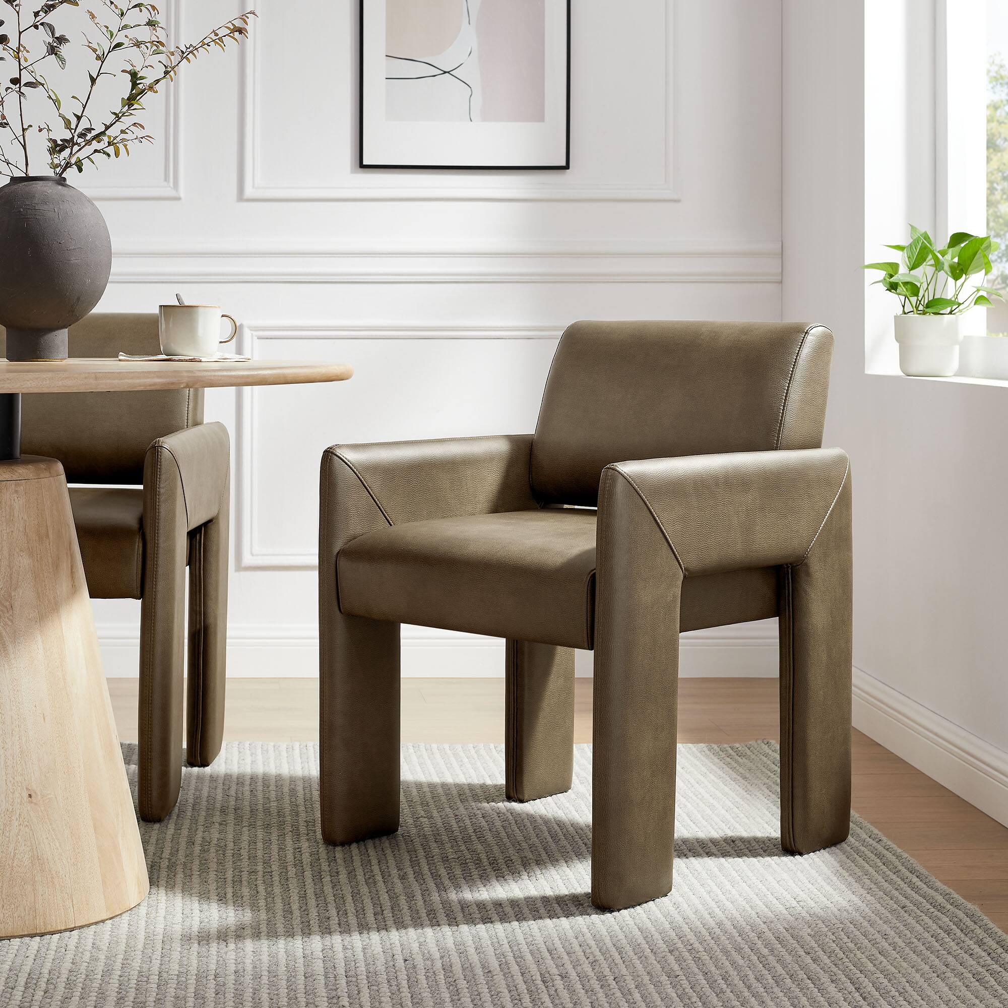 Alt View 4. Modway - Daven Vegan Leather Dining Armchair by Modway - Gray.