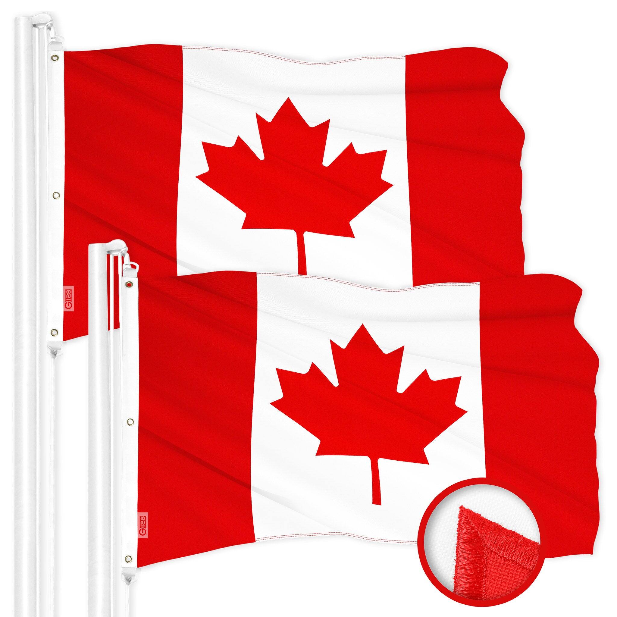 Front. G128 - Canada Flag 6 x 10 ft Embroidered 2-Pack, 300D Polyester with Brass Grommets. - Assorted Colors.