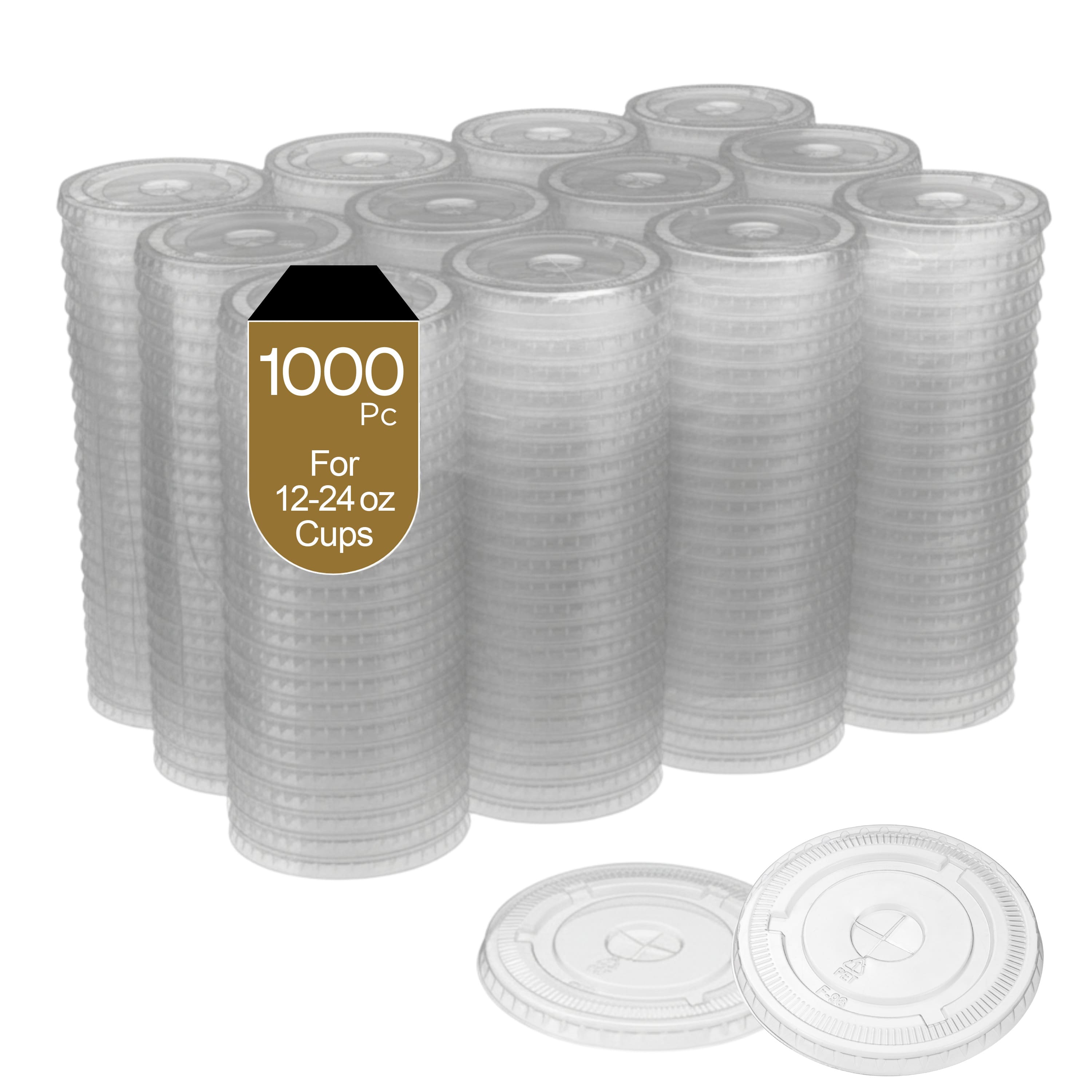 Eco Harmony Products - Cold Cup, Flat Lids for 12-24oz Cup (PET), 98mm, 1000-Pack - Clear