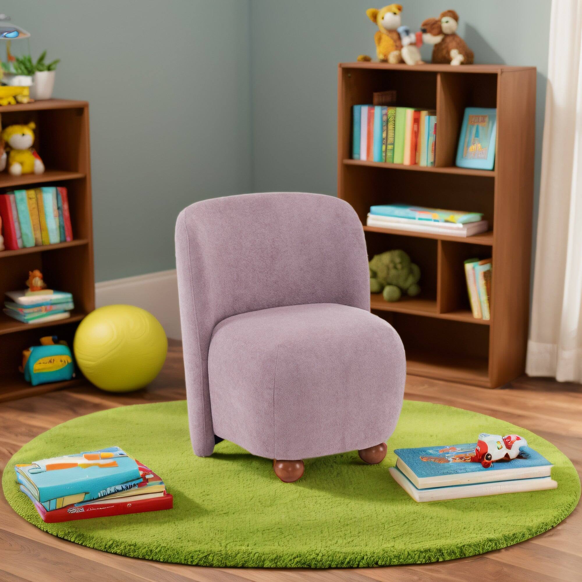 Alt View 5. Boyel Living - Purple Modern Low Back Upholstered Armless Living Room Chairs with Round Pine Wood Feet for Small Living Spaces - Purple.