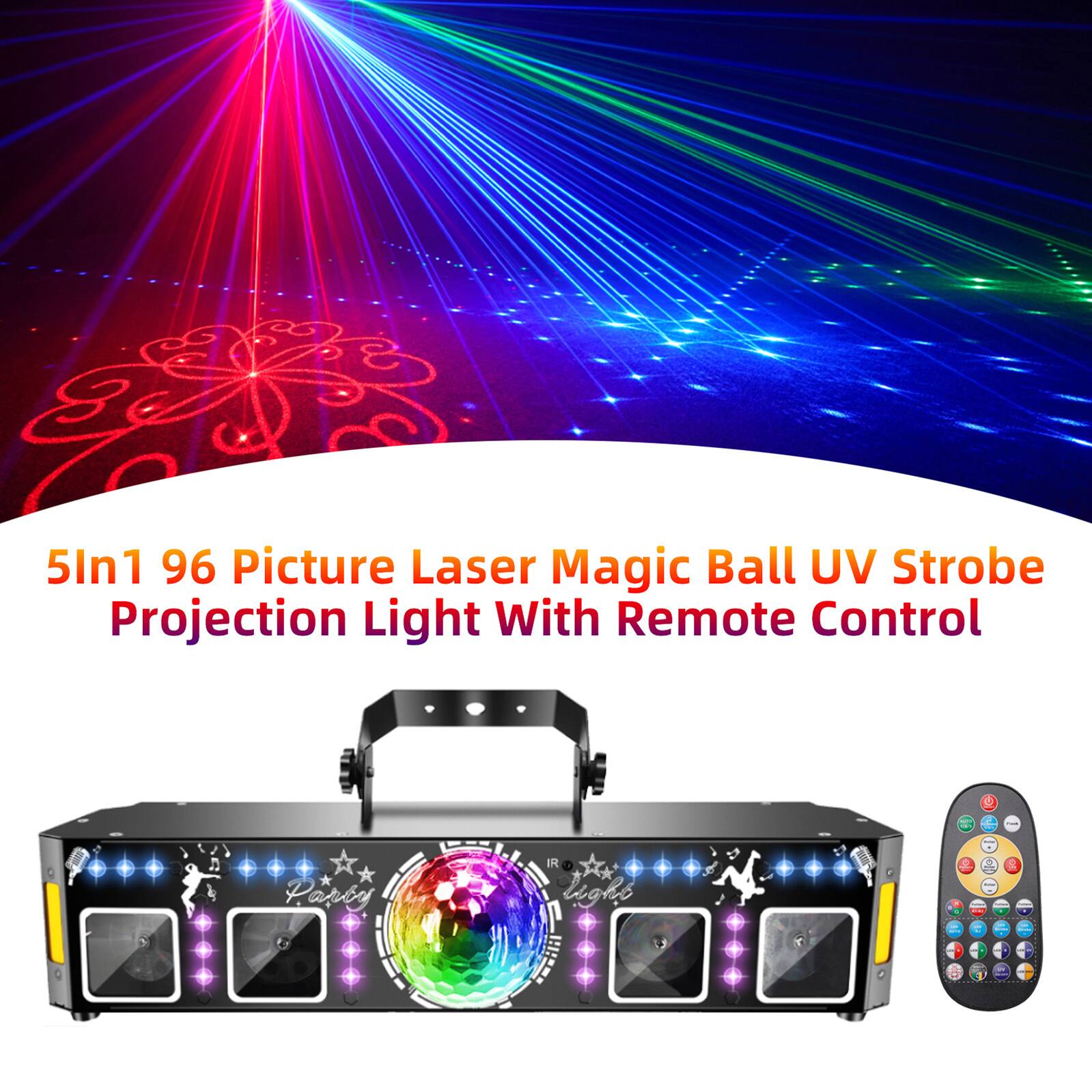 5In1 96 Picture Laser Magic Ball UV Strobe Projection Light With Remote Control