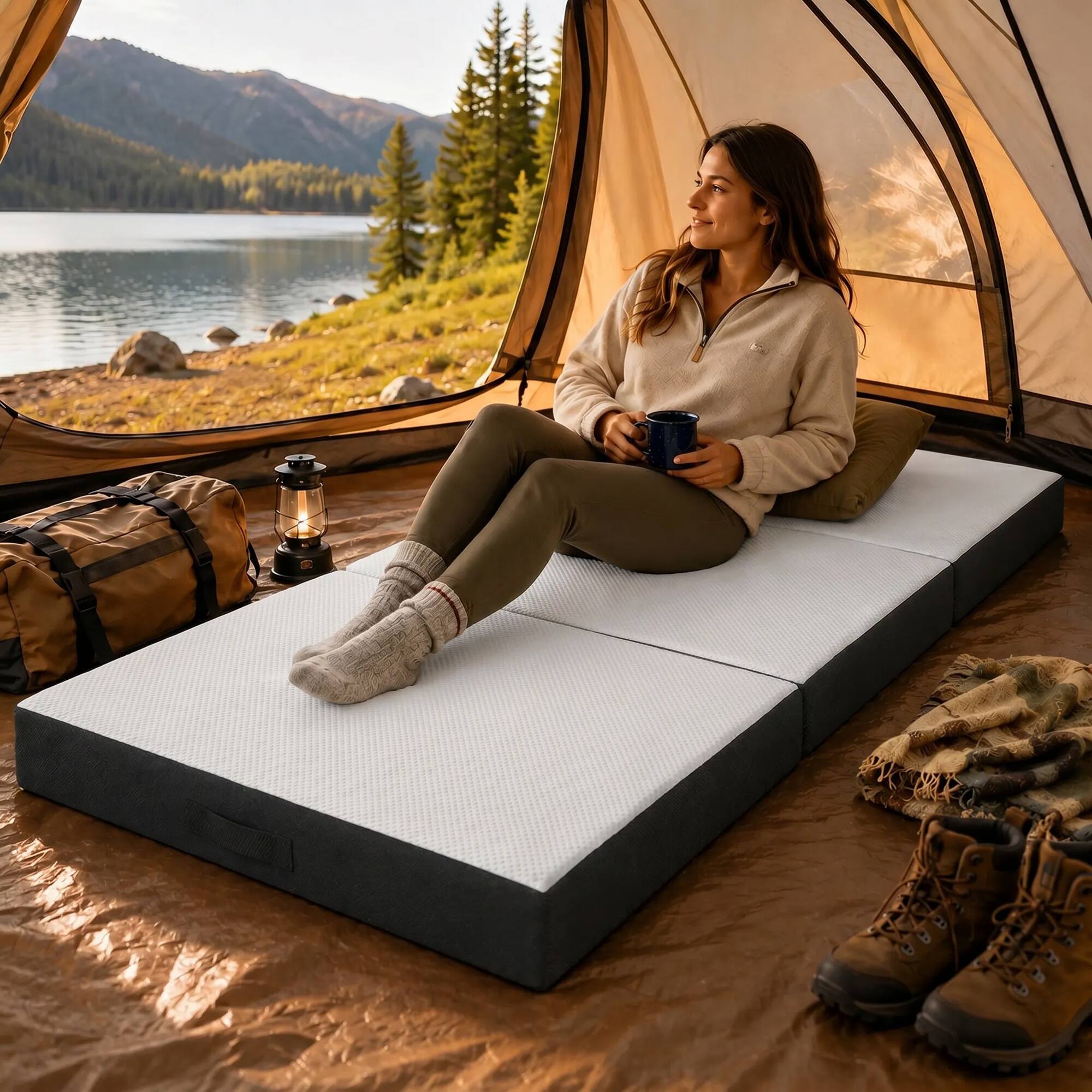 Alt View 8. Homcom - Mattress, 6 Inch Memory Foam Mattress for Guest, Camping, RV, Travel, Yoga, Made in USA - White.