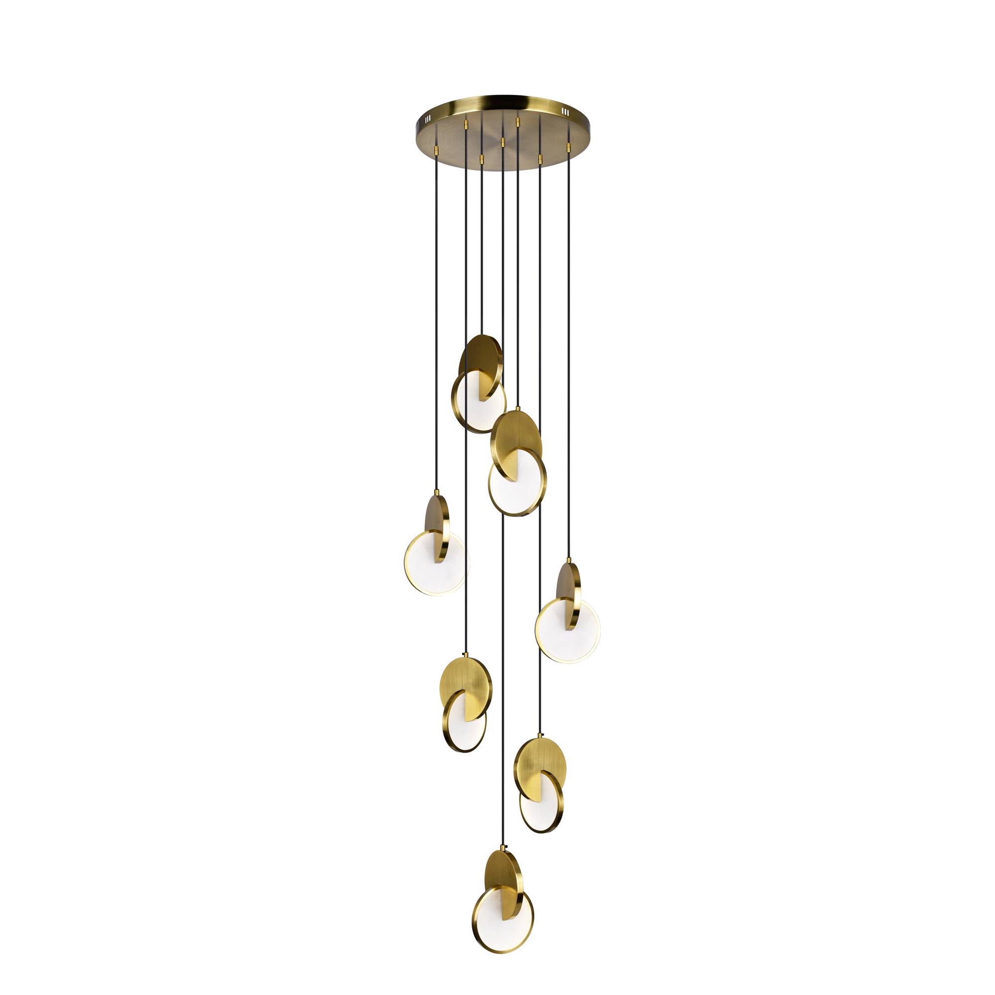 Angle. CWI Lighting - Tranche LED Pendant With Brushed Brass Finish - Brushed Brass.