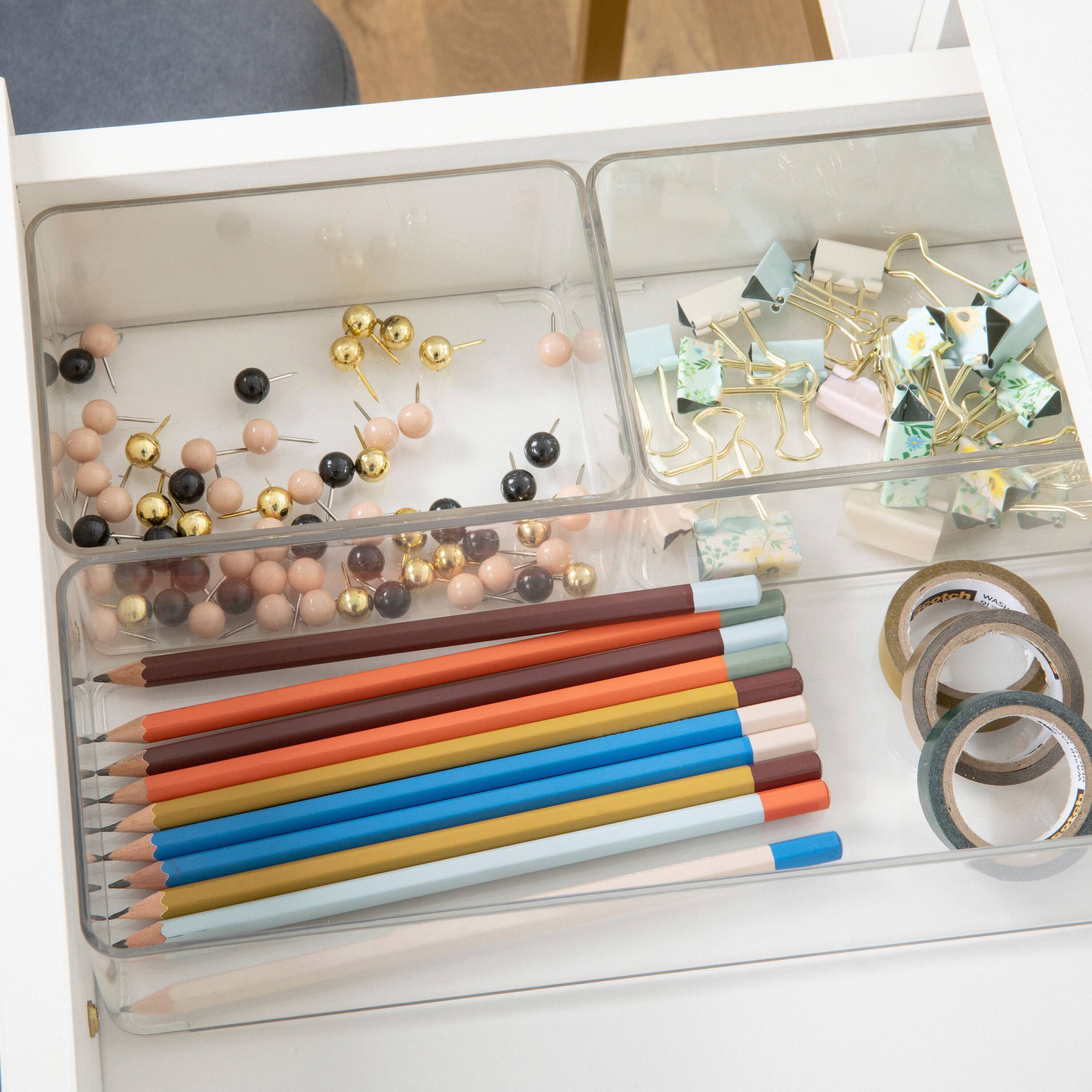 Alt View 11. Martha Stewart - Grady Premium Clear Plastic Storage Boxes - Clear/Light Natural Paulownia Top.