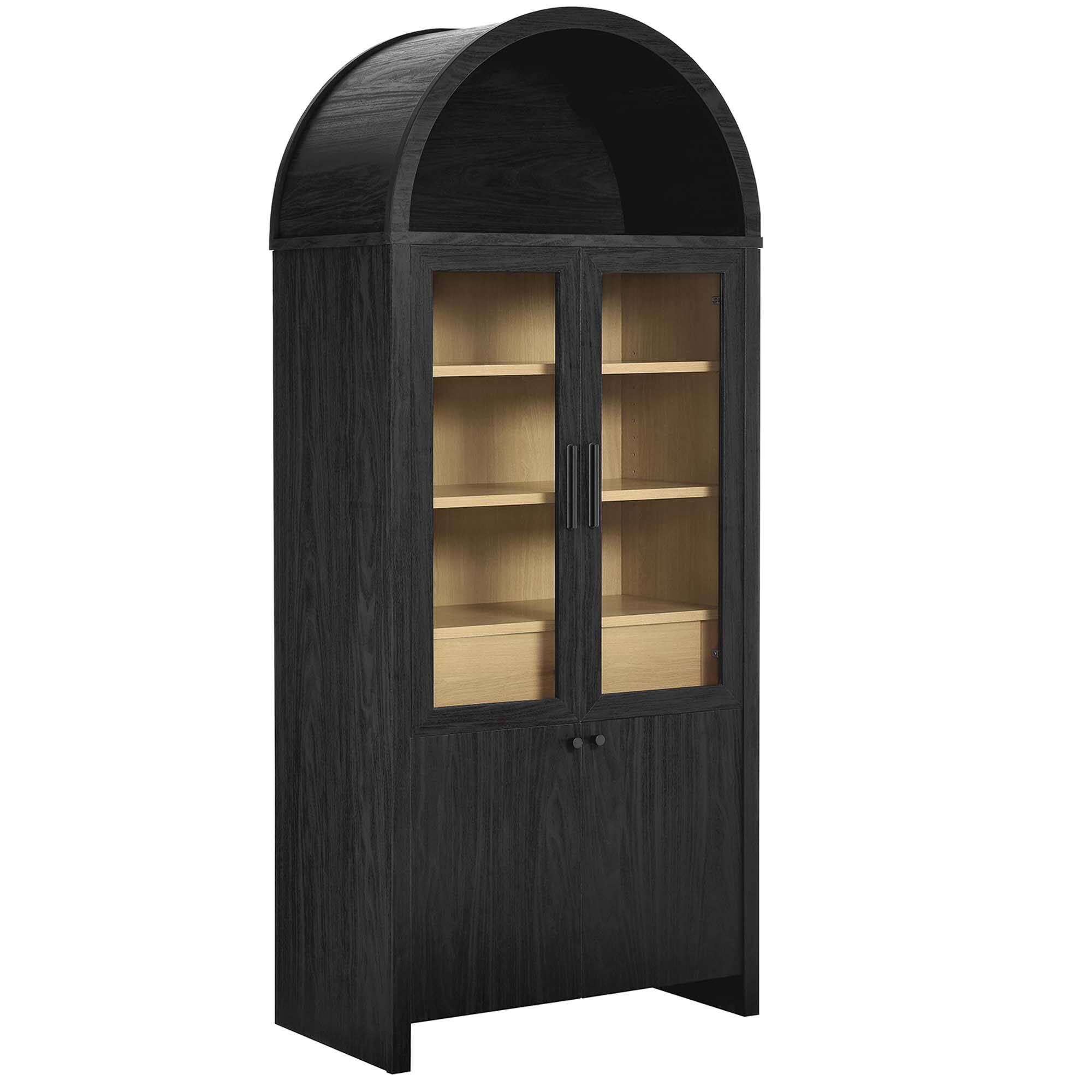 Angle. Modway - Evie Arched Tall Display Cabinet by Modway - Black Oak.