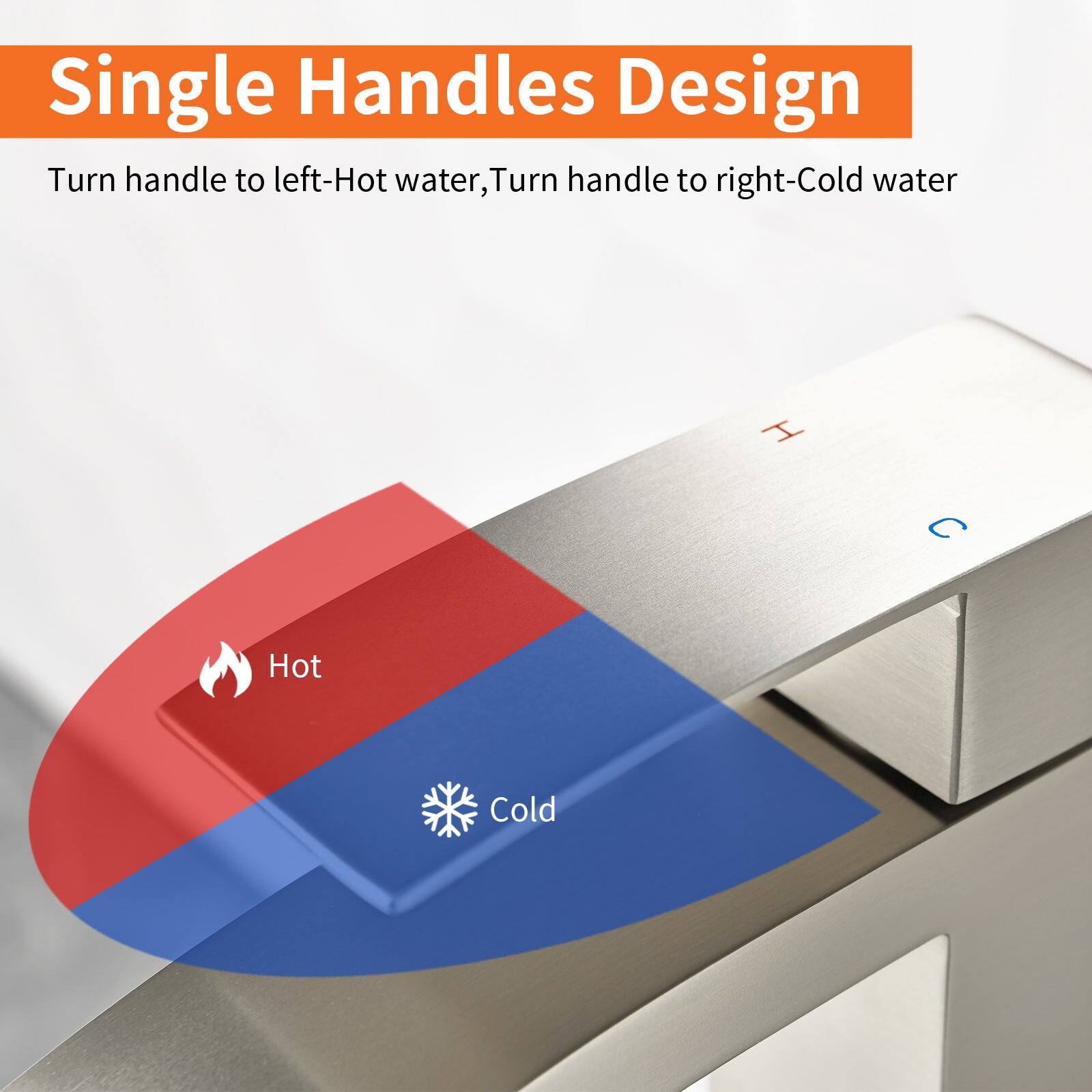 Single Handles Design

Turn handle to left-Hot water, Turn handle to right-Cold water

Hot

Cold