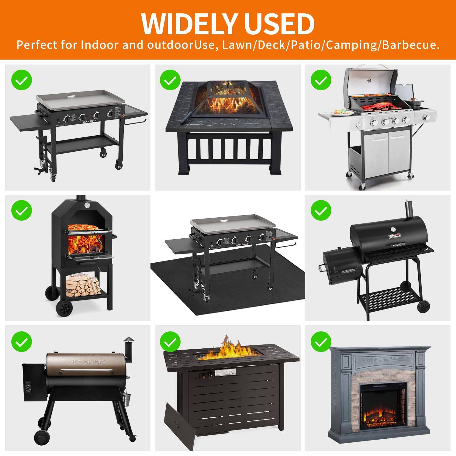 WIDELY USED  
Perfect for Indoor and outdoor Use, Lawn/Deck/Patio/Camping/Barbecue.