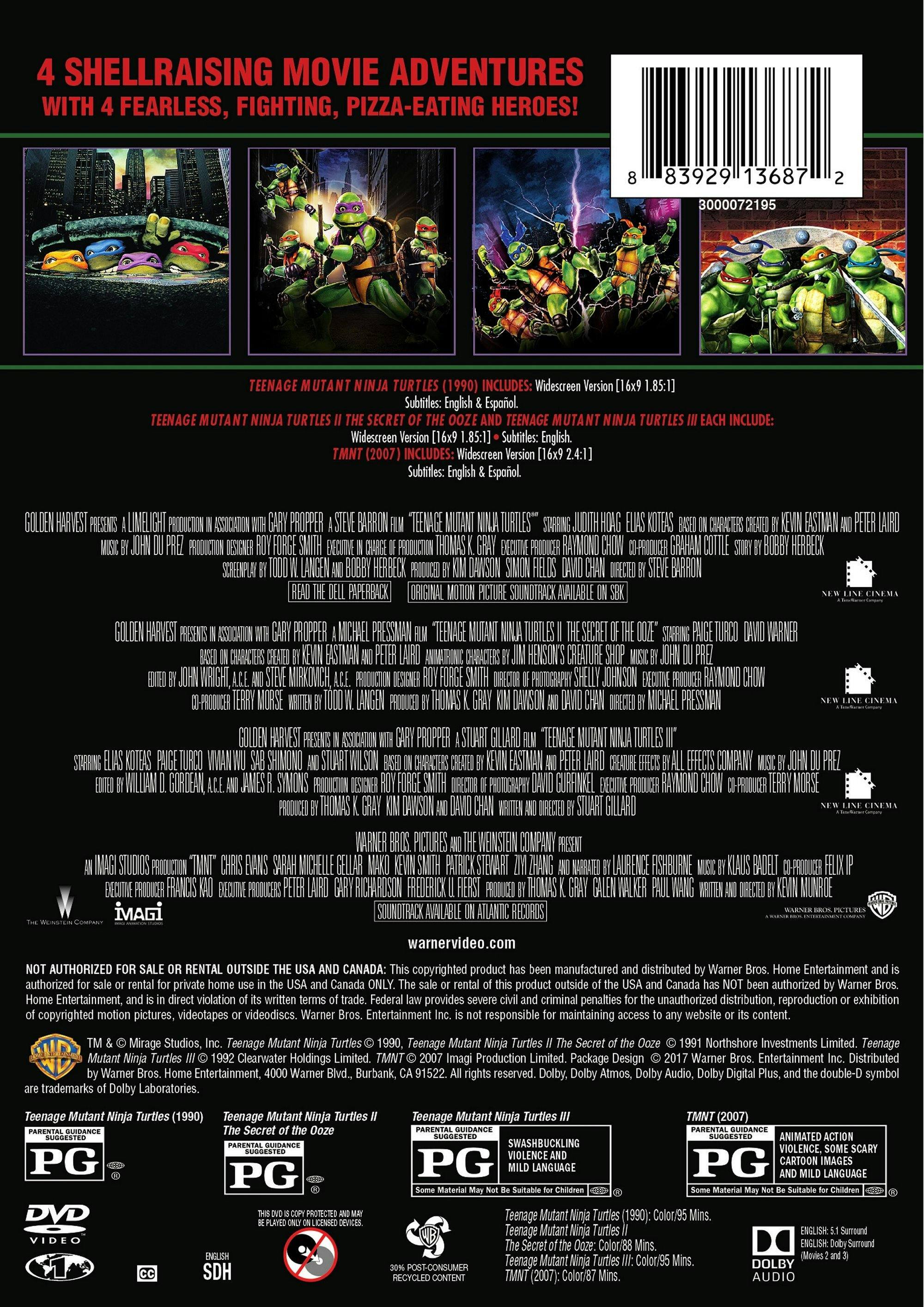 Angle. Teenage Mutant Ninja Turtles: 4-film Collection (DVD Set) [DVD].