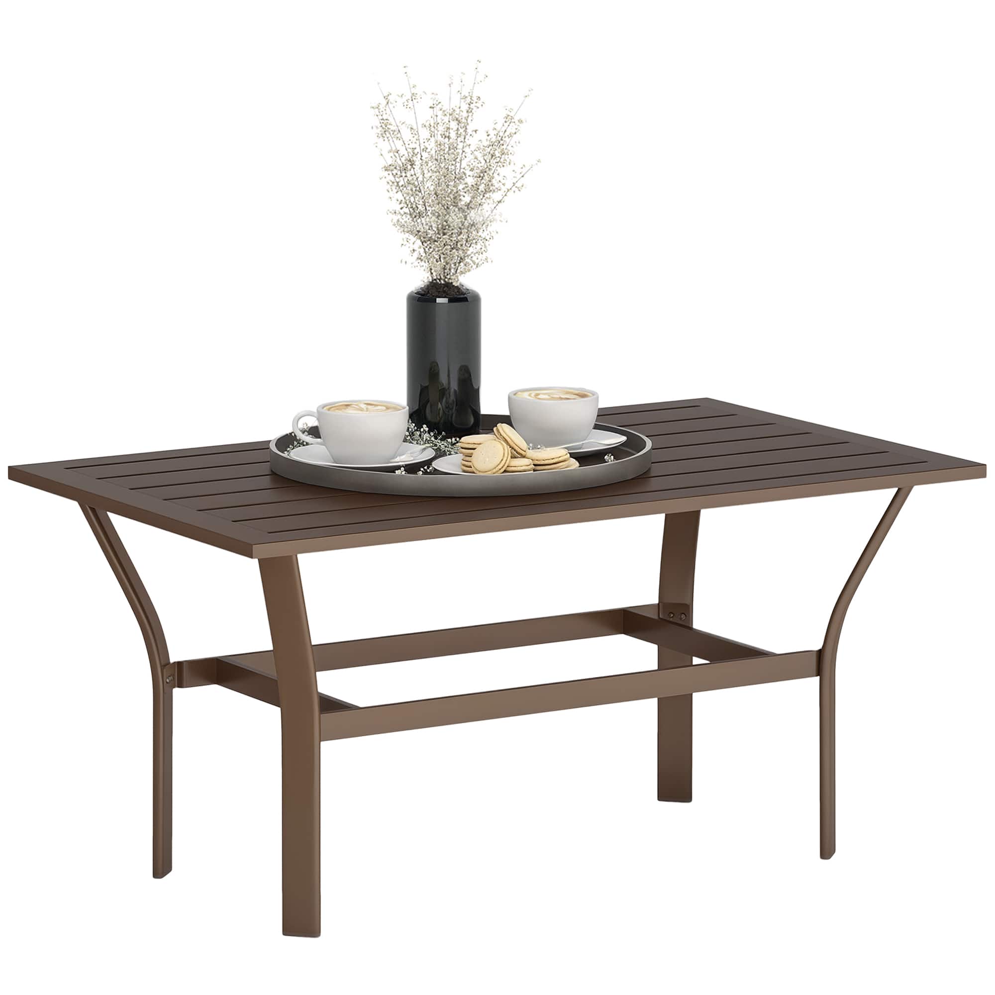 Outsunny - Coffee Table with Slatted Tabletop - Brown
