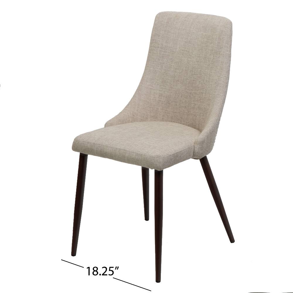 Back. Loheer - Loheer Mid Century Modern Fabric Armless Dining Chairs Set of 2 Wheat Dark Walnut - Wheat.