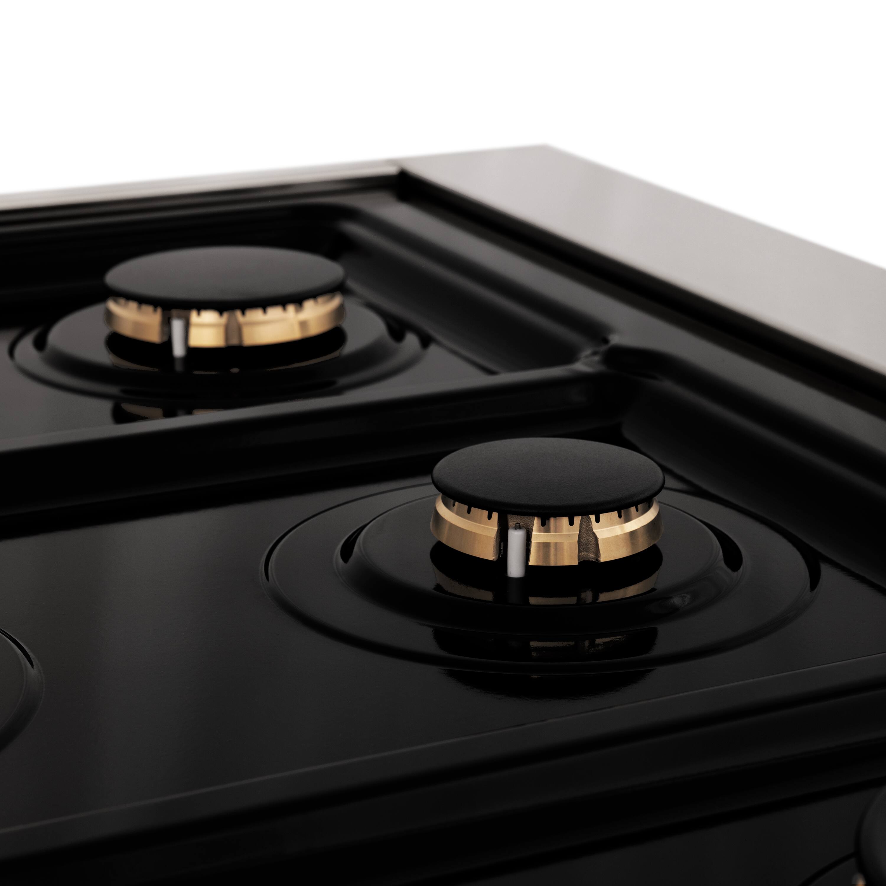 Back. ZLINE - ZLINE Autograph 36 in. Slide-In Classic Rangetop w/ 6 Burners in Stainless Steel & Polished Gold Accents - Stainless Steel.