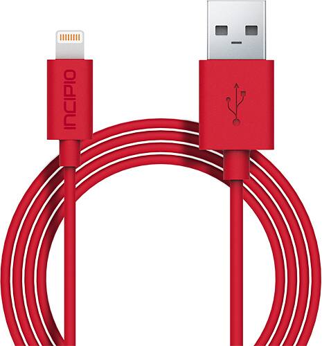 Front. Incipio - 3.3' Lightning-to-USB Charge-and-Sync Cable - Red.