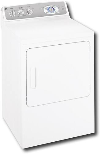 Angle Standard. GE - 6.0 Cu. Ft. 6-Cycle Extra-Large Capacity Gas Dryer - White-on-White.