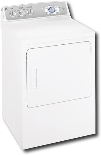 Angle Standard. GE - 7.0 Cu. Ft. 8-Cycle Super Capacity Gas Dryer - White-on-White.