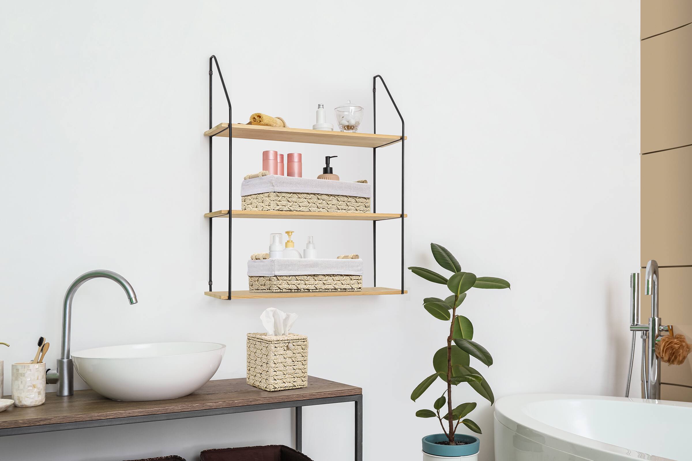 Alt View 2. Sorbus - Sorbus  Bathroom Baskets & Tissue Holder Set - Lined Storage Set for  Hand Towels, Skincare.