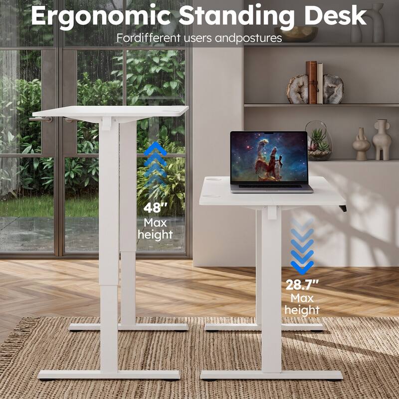 Ergonomic Standing Desk for different users and postures  
48" Max height  
28.7" Max height