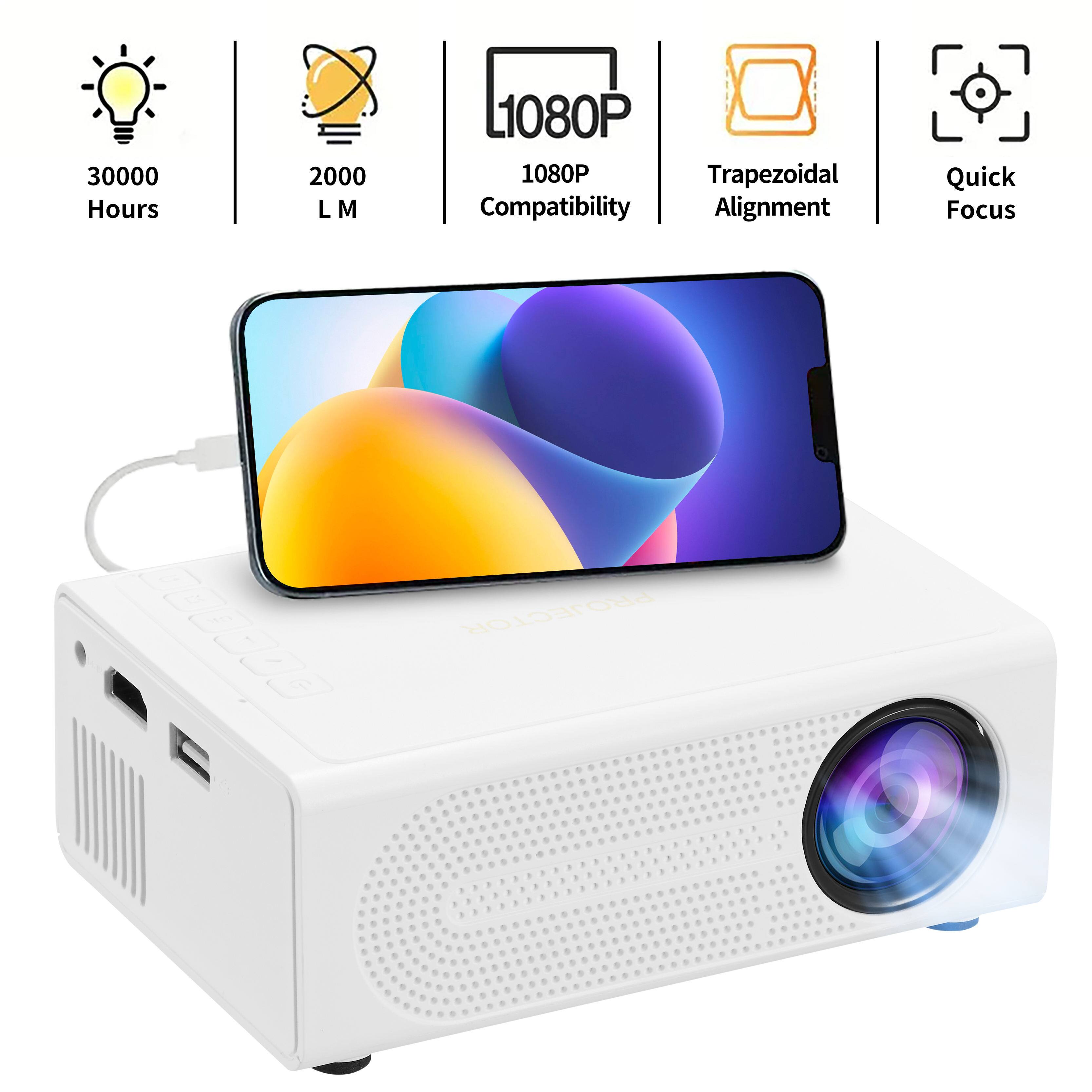 30000 Hours  
2000 L M  
1080P  
1080P Compatibility  
Trapezoidal Alignment  
Quick Focus  
PROJECTOR