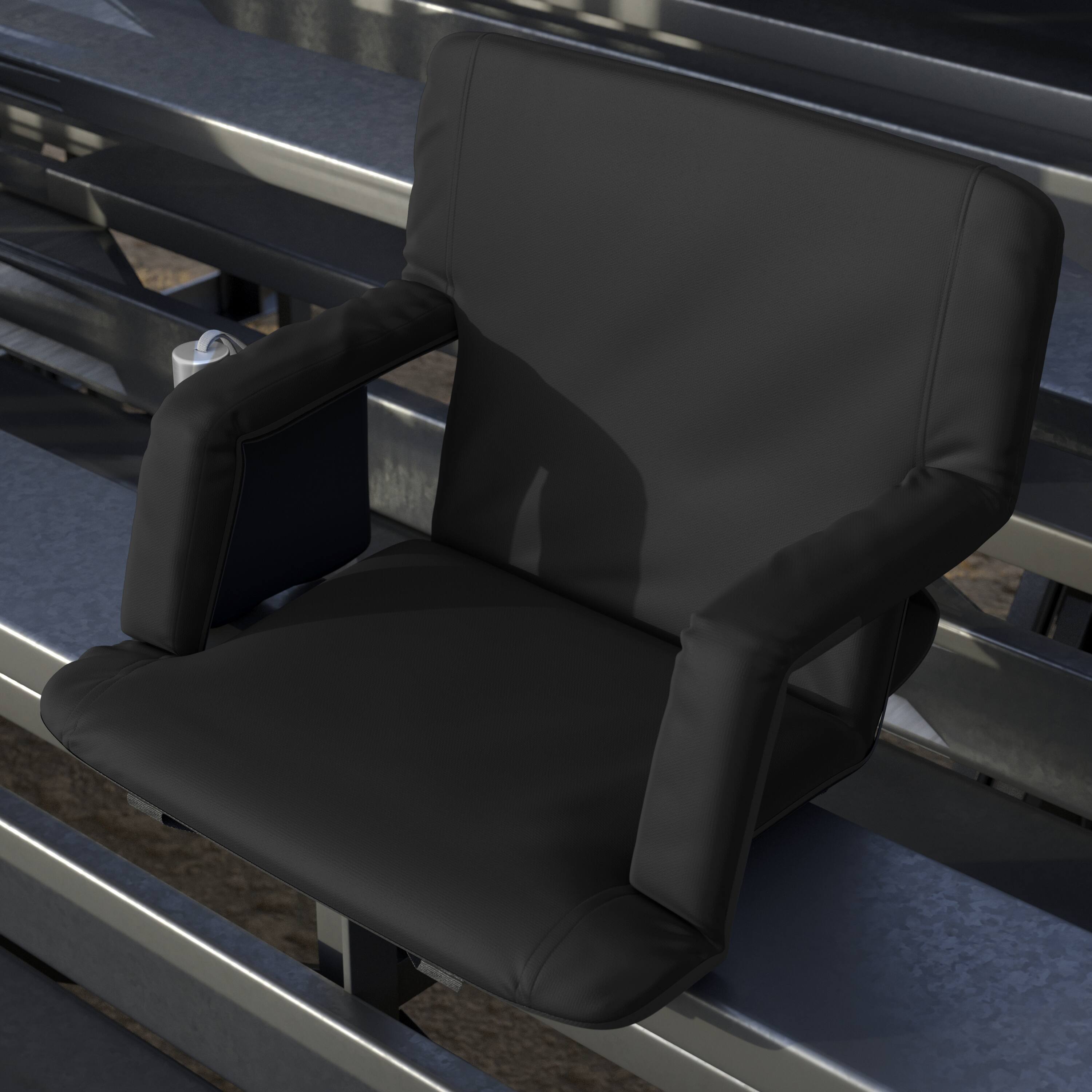 Alt View 3. Emma + Oliver - 5 Position Recline Extra Wide Padded Stadium Chair with Armrests - Black.