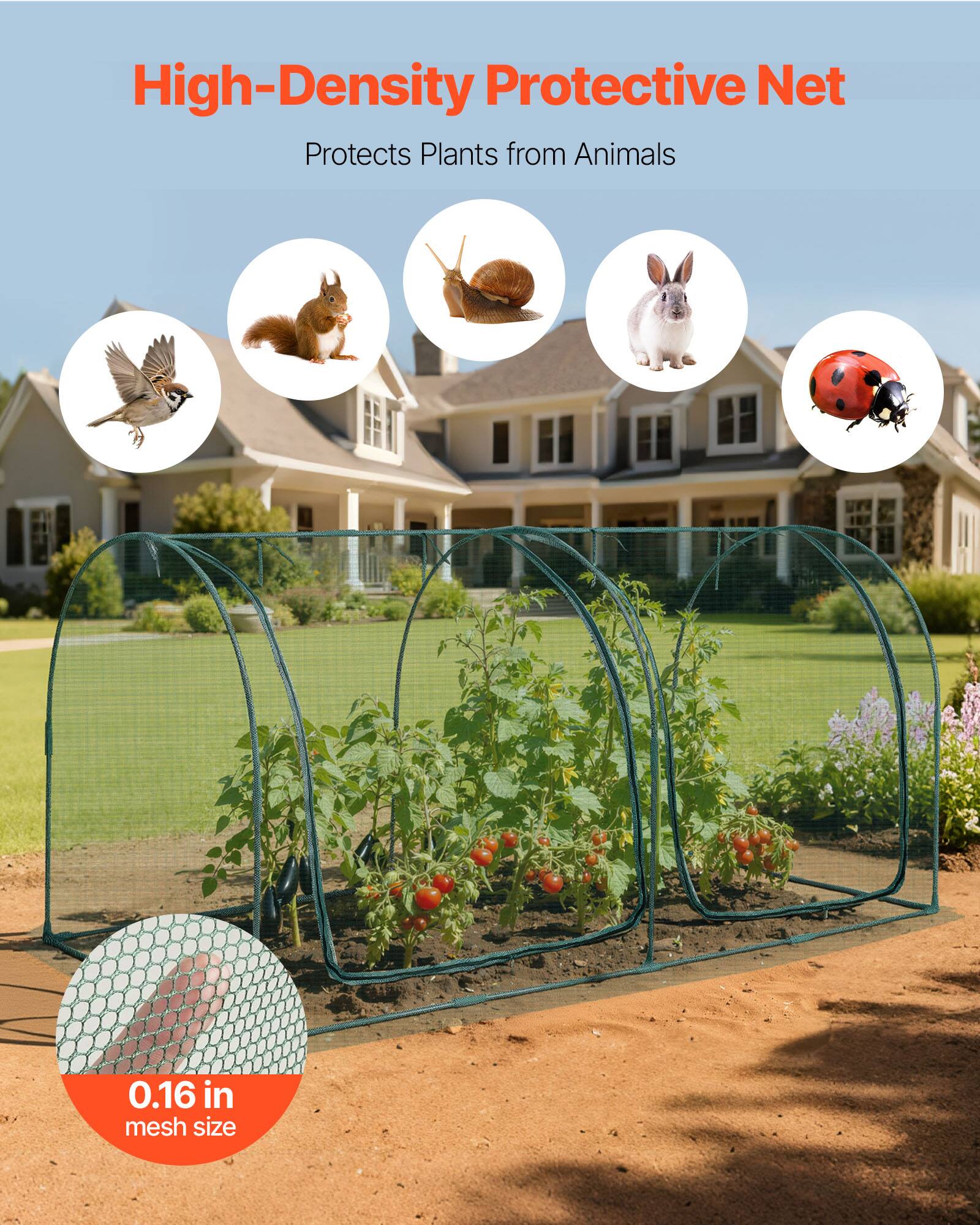 High-Density Protective Net  
Protects Plants from Animals  
0.16 in mesh size