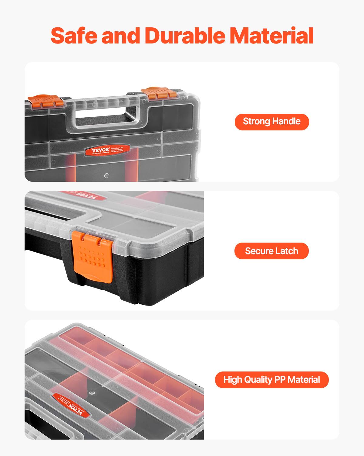 VEVOR 3 Pack Small Parts Organizer, 21 Compartments Tools