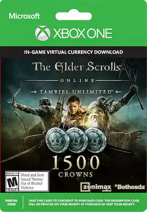 Front. Microsoft - The Elder Scrolls Online: Tamriel Unlimited 1500 Crowns - Xbox One - Multi.