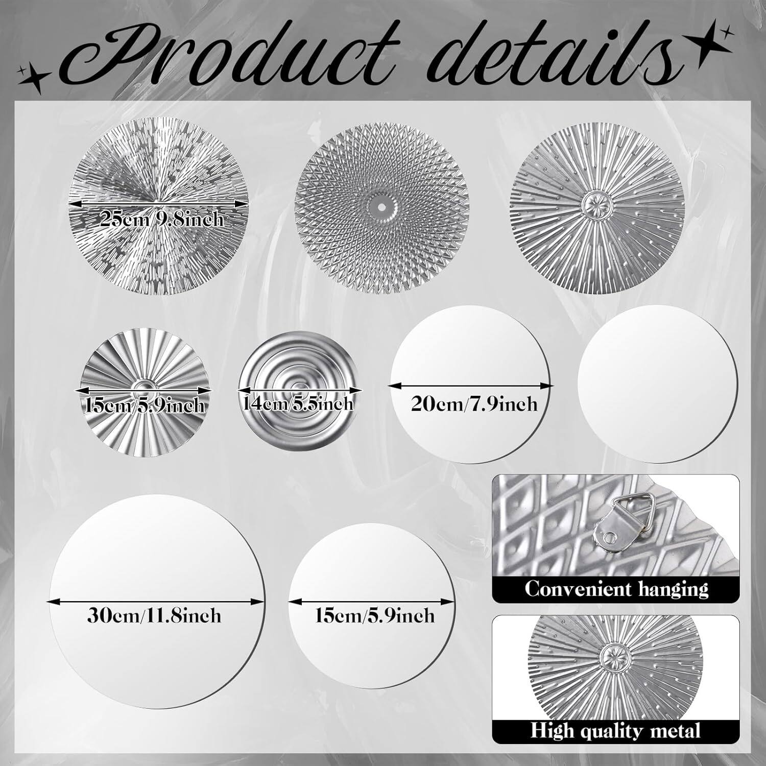 Product details

- 25cm / 9.8 inch
- 15cm / 5.9 inch
- 14cm / 5.5 inch
- 20cm / 7.9 inch
- 30cm / 11.8 inch
- 15cm / 5.9 inch

Convenient hanging

High quality metal