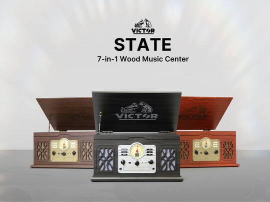 VICTOR STATE 7-in-1 Wood Music Center