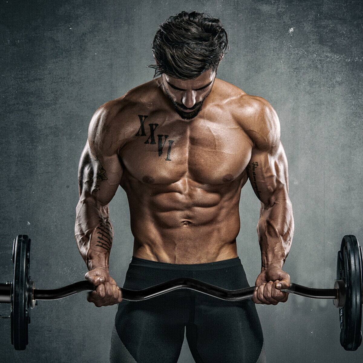 Alt View 11. Costway - 48''Phosphate Steel Olympic EZ Curl Bar 28mm Grip Home Gym Fitness Equipment - Black.