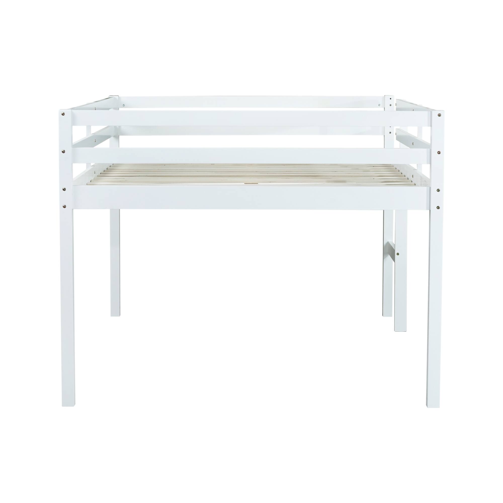 Back. GOODSILO - Premium Full-Size Loft Bed with Ladder Designed for Space Optimization and Stylish Comfort - White.