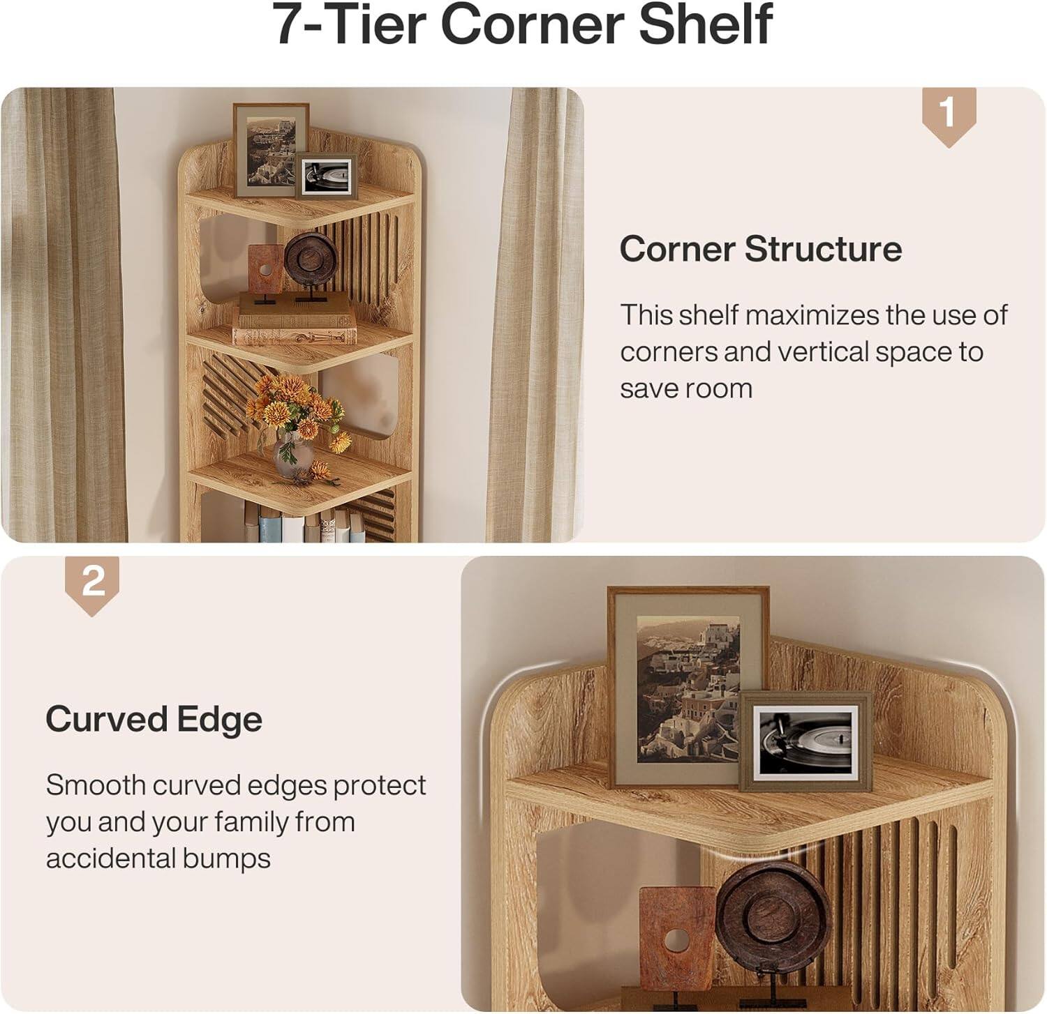 Tribesigns Corner Bookshelf with Engineered Wood Construction and Space ...