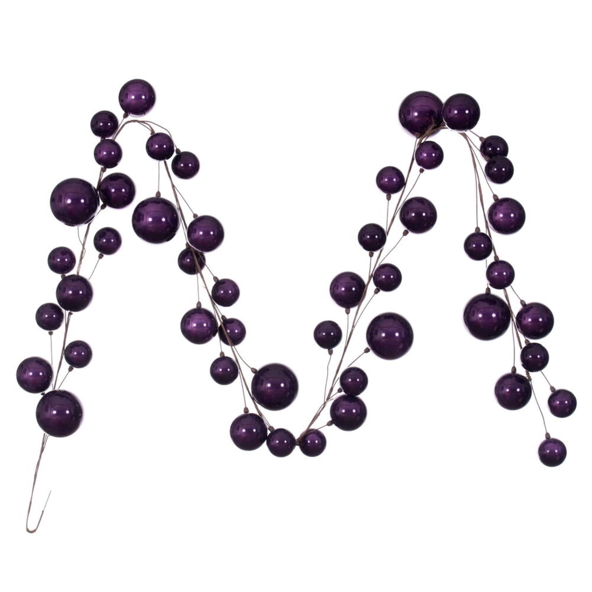 Vickerman - 10' Pearl Branch Ball Garland - Plum
