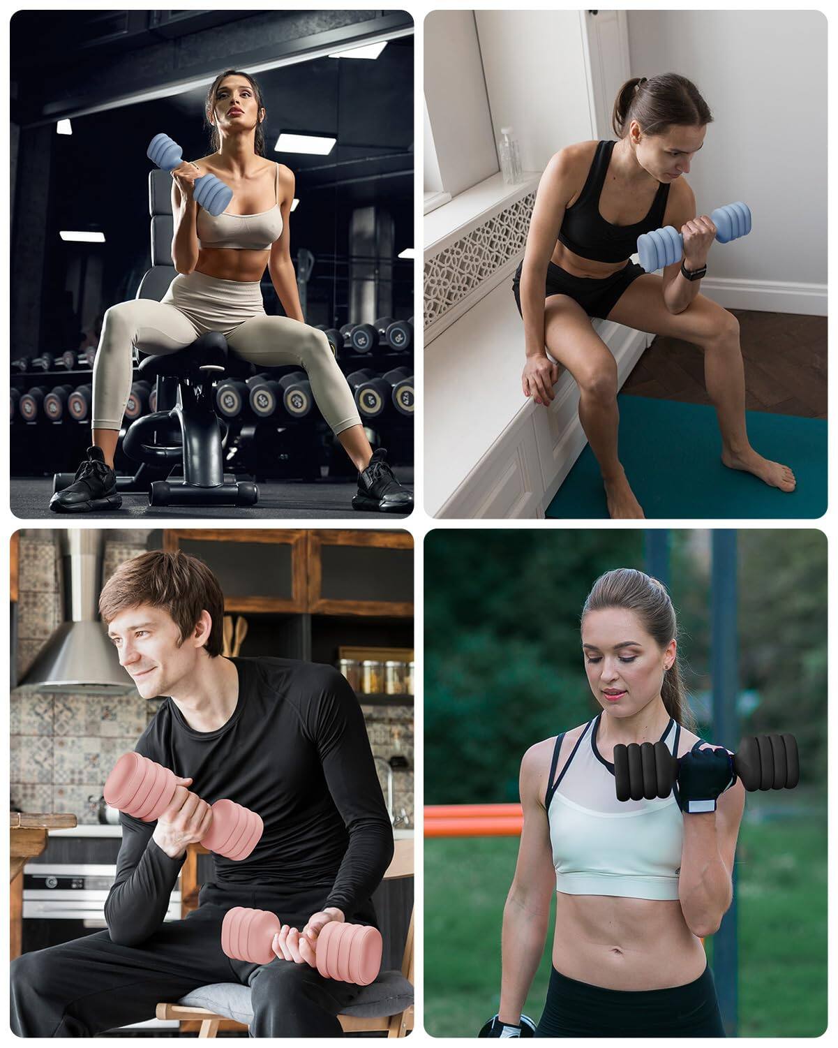 Alt View 5. Refined Abode Design - Adjustable Dumbbell Set Of 2 4 in 1 Hand Weights For Women At Home Compact Free Dumbbells With Soft Grip And - Blue.