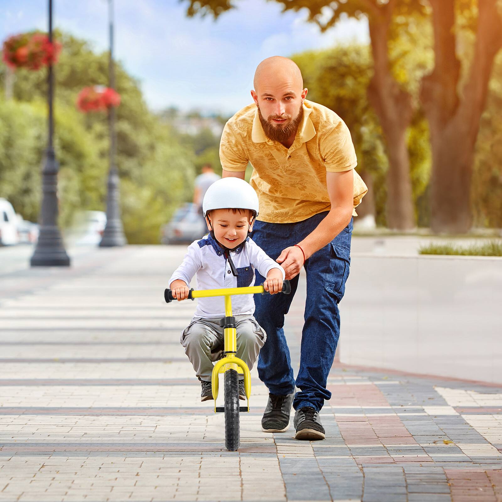 Alt View 1. Costway - Costway Kids Balance Bike No Pedal Training Bicycle w/Adjustable Handlebar & Seat - Yellow.