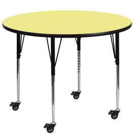 Flash Furniture - Wren Mobile 48'' Round Thermal Laminate Activity Table - Standard Height Adjustable Legs - Yellow