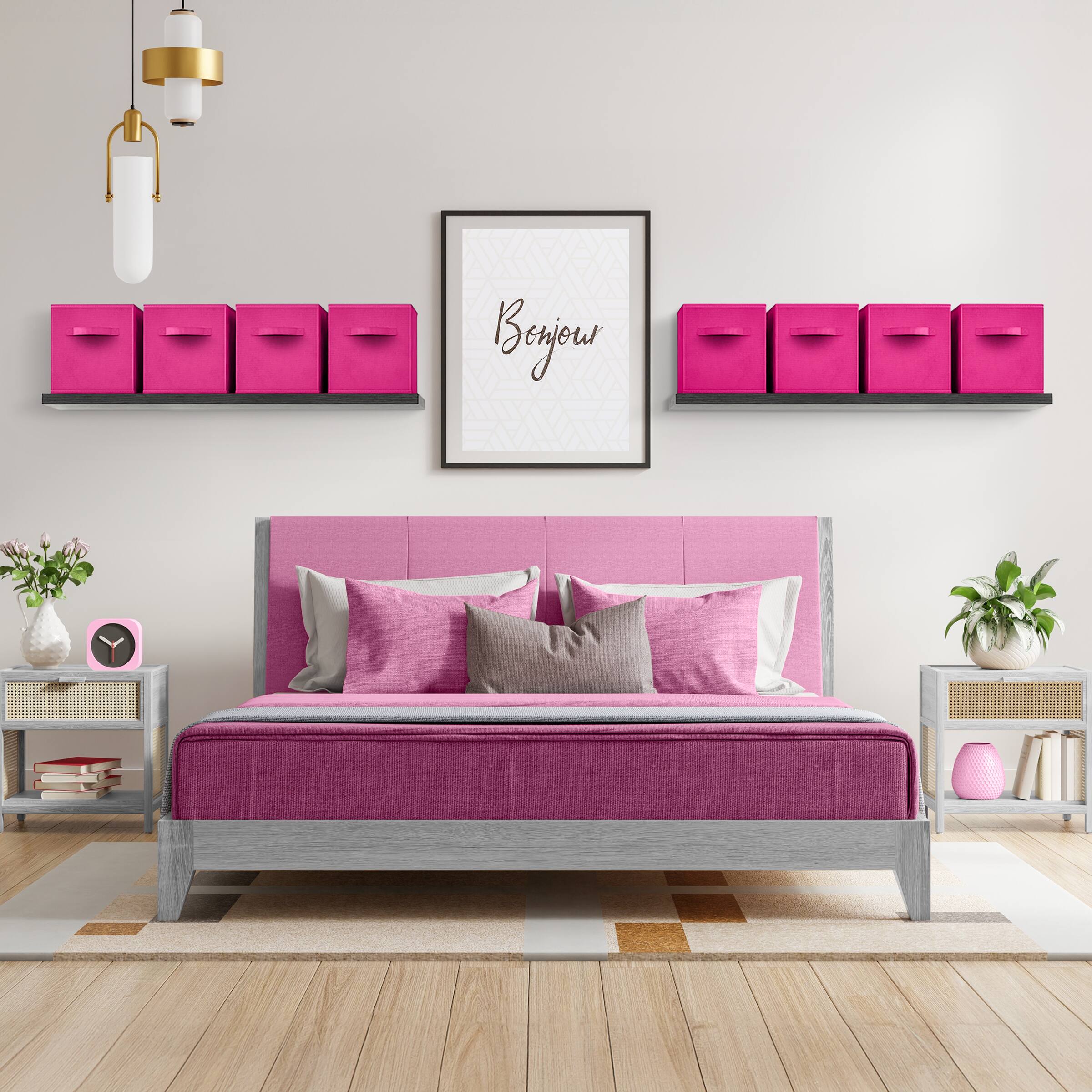 Alt View 3. Sorbus - Sorbus Fabric Storage Cubes, 8 Foldable Storage Bins for Organizing Pantry, Cubbies, Toy Box, Clothes Storage - Pink.