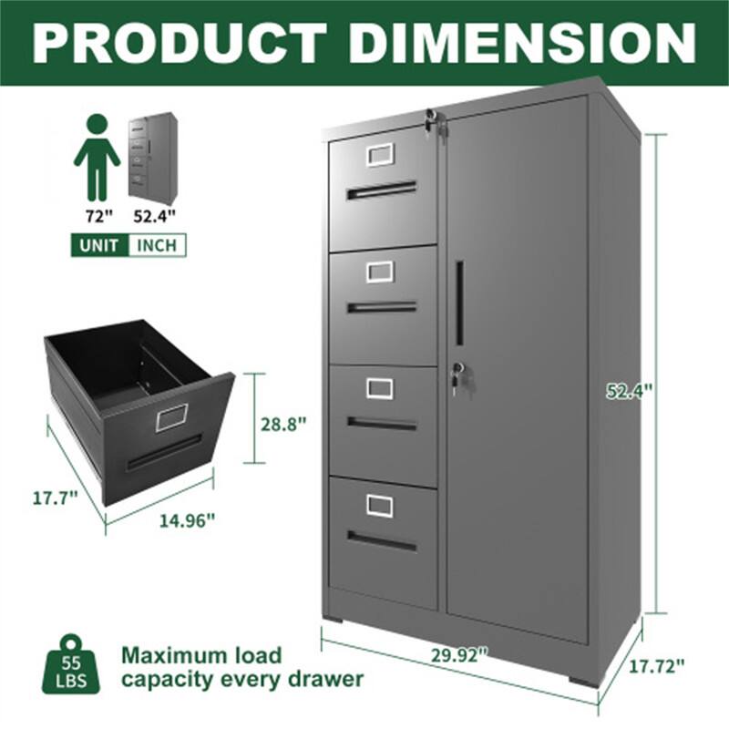 PRODUCT DIMENSION  
UNIT INCH  

72" 52.4"  
28.8" 52.4"  
17.7" 14.96"  
55 LBS  

Maximum load capacity every drawer 29.92" 17.72"
