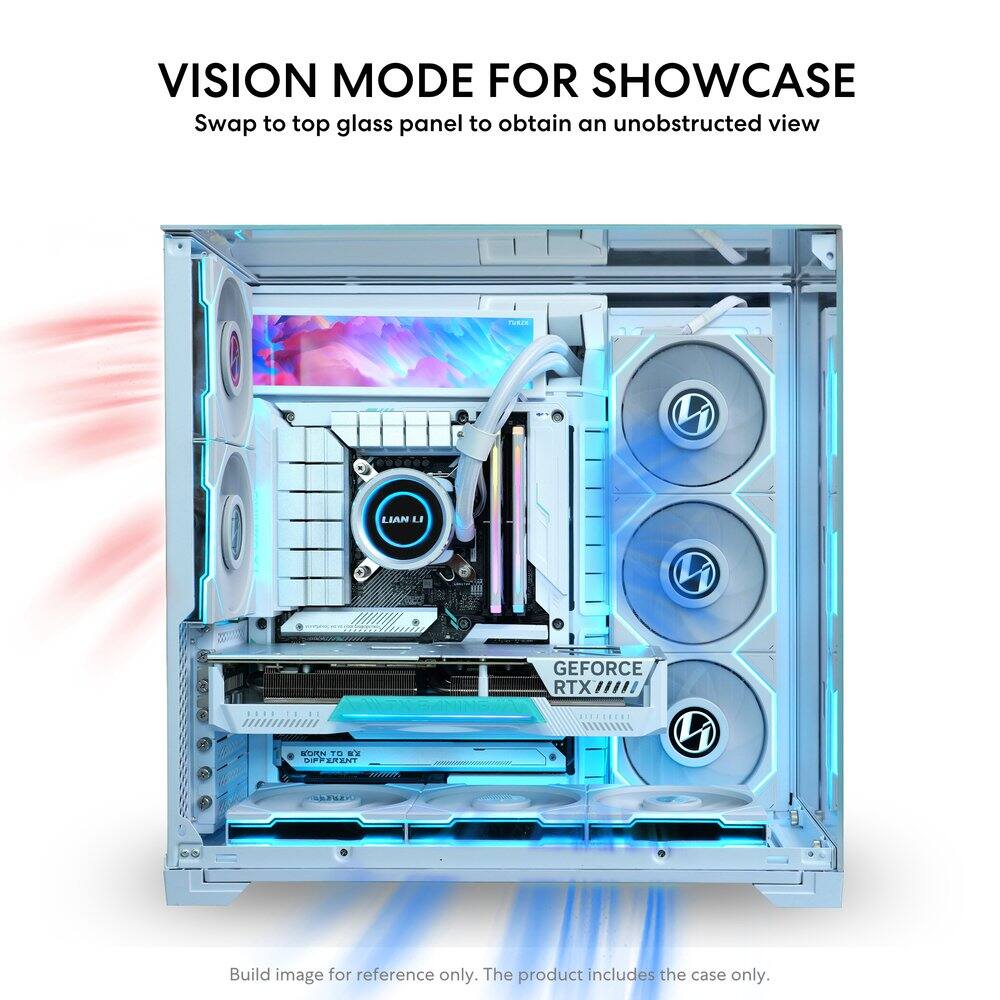 VISION MODE FOR SHOWCASE  
Swap to top glass panel to obtain an unobstructed view  

Build image for reference only. The product includes the case only.