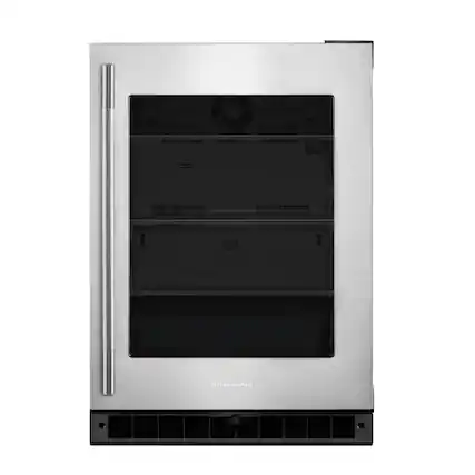 Front. KitchenAid - 5.2 Cu. Ft. Undercounter Refrigerator - Black Cabinet/Stainless Doors.