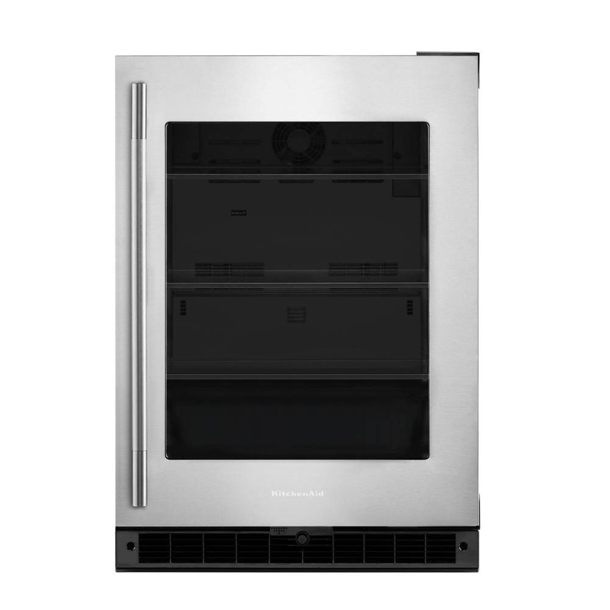 Front. KitchenAid - 5.2 Cu. Ft. Undercounter Refrigerator - Black Cabinet/Stainless Doors.