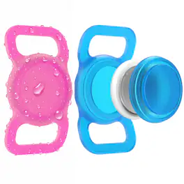 Vena - 2x For Apple AirTag Dog Collar Holder, Dog AirTag Holder Waterproof Glow-in-the-dark Silicone AirTag Case for Backpack - Blue|Pink