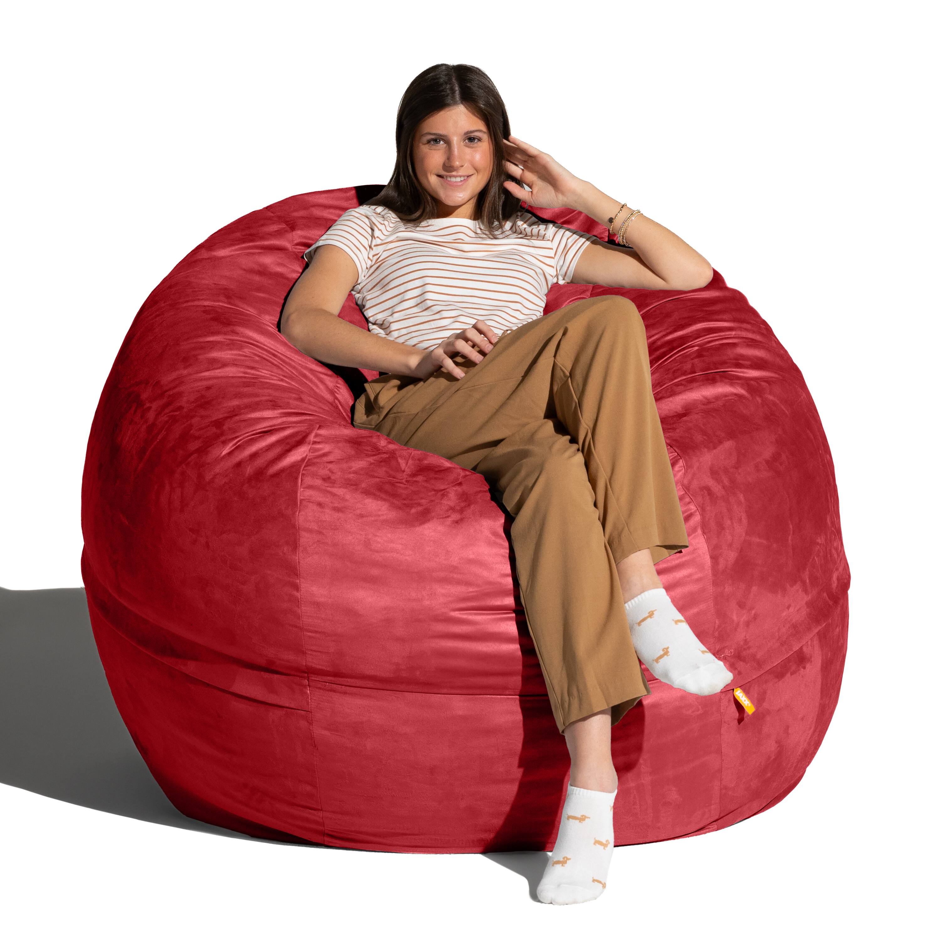 Angle. Jaxx - Jaxx Saxx 5 Foot Large Bean Bag w/ Removable Cover, Cinnabar - Cinnabar.