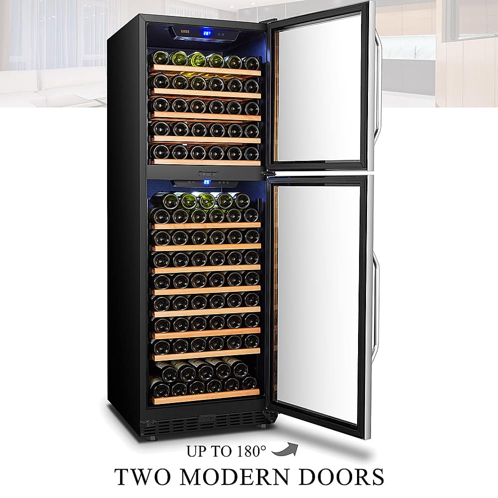 Lanbo 24 Inch 152 Bottle Dual Zone Freestanding/Built-In Wine Fridge ...