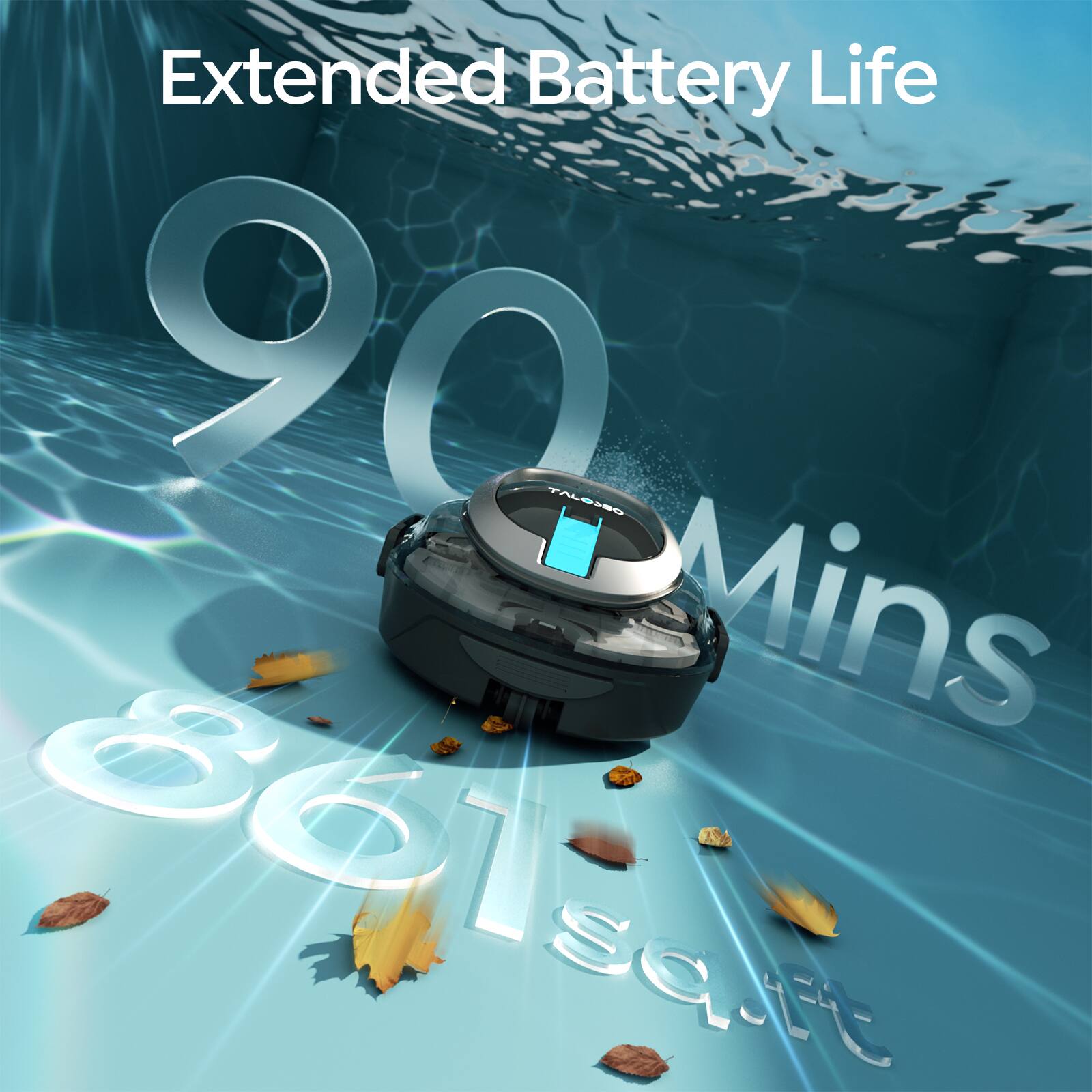 Extended Battery Life  
90 Mins  
361 sq.ft